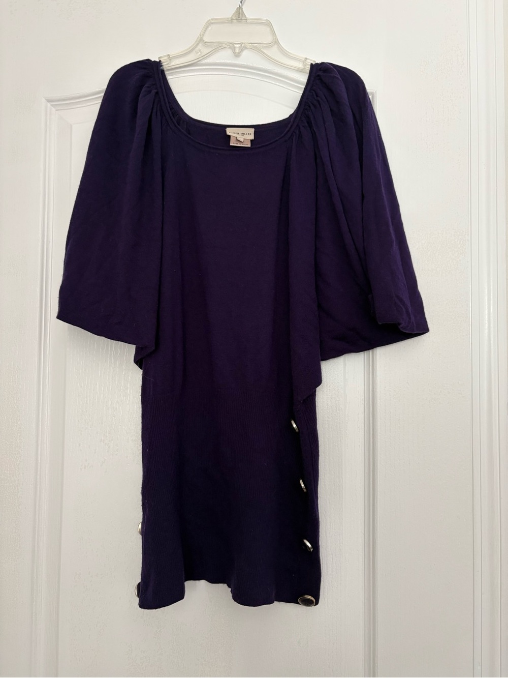 Karen Millen Deep Purple Knit Tunic with Side Button Detail